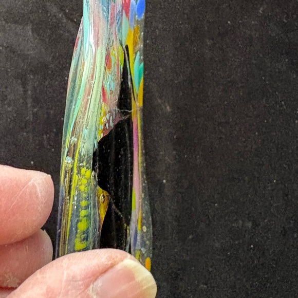 Crow“ Fused Art Glass Round Clear Design Original Handmade 7” Plate - Picture 5 of 10